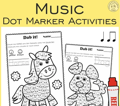 Farm Animals Music Rhythm Dot Marker Activities | Quarter note & Eight notes