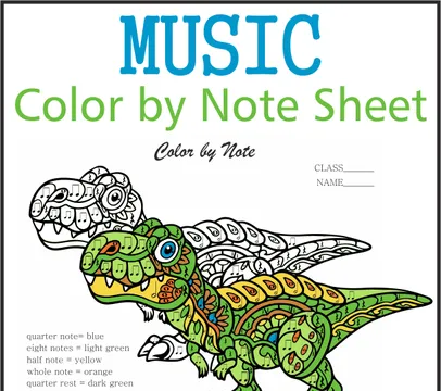 Music Color by Note Sheet | Dinosaurs / Dino