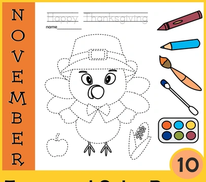 Thanksgiving Trace and Color Pages {Fine Motor Skills + Pre-writing}