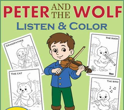 Peter and the Wolf Fun Listening & Coloring Music Worksheets for Kindergarten