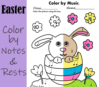 Easter Color by Music Pages | Notes and Rests