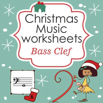 Christmas Bass Clef Note Reading Worksheets