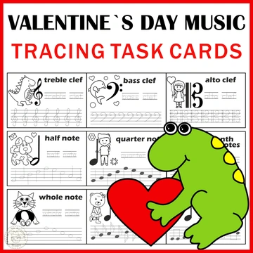 Music Tracing Task Cards for Valentine’s Day