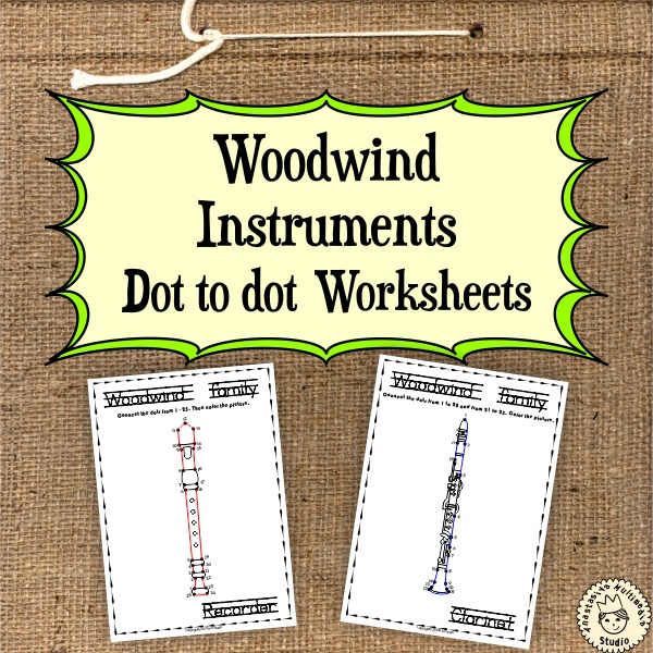 Woodwind Instruments Dot to dot Worksheets