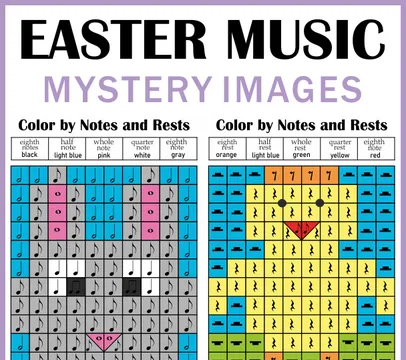 Easter Music Color by Note Mystery Images