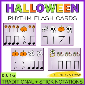 Halloween Music Rhythm Flashcards {Ta, Ti-Ti, Rest} {Google Slides +PDF}