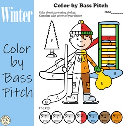 Image for Musical Coloring Pages for Winter {Color by Bass Pitch} with answers product