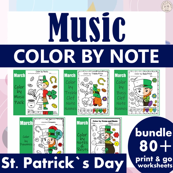 St. Patrick`s Day Music Theory Coloring Pages Bundle