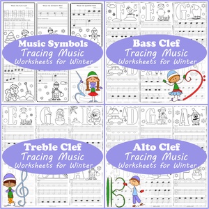 Musical Tracing Worksheets Bundle for Winter