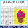 Image for Summer Music Color by Note Mystery Pictures | Rhythm Worksheets | Levels 1-2 product