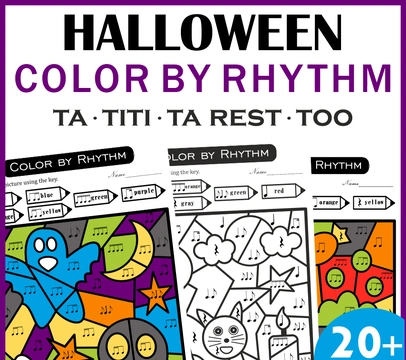 Halloween Music Color by Code Pages | Music Color by Number