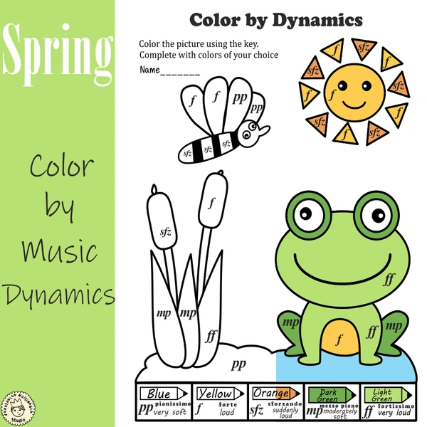 Musical Coloring Pages for Spring {Color by Dynamics} with answers