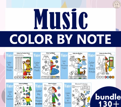 Winter Music Theory Coloring Pages | Bundle