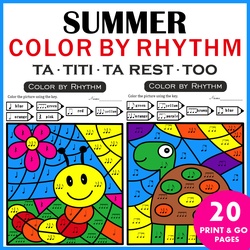 Image for Color by Rhythm Summer Themed Pages {standard notation} product