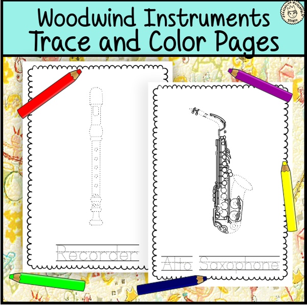 Woodwind Instrument Trace and Color Pages