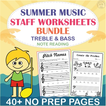 Summer Staff Music Worksheets Bundle