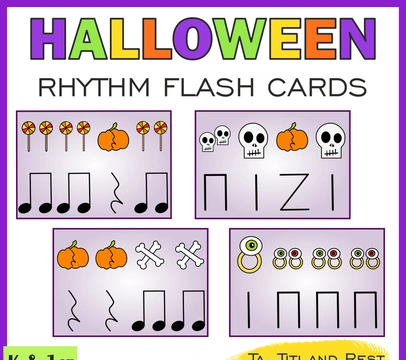 Halloween Music Rhythm Flashcards {Ta, Ti-Ti, Rest} {Google Slides +PDF}
