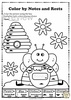 Image for Musical Coloring Pages for Spring {Color by Notes and Rests} with answers product