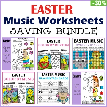 Easter Music Coloring Activities Bundle