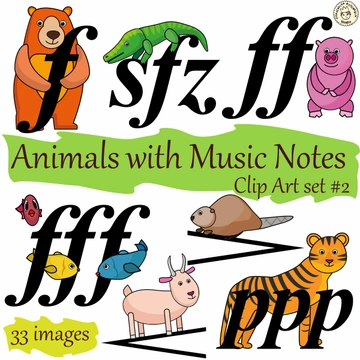 Animals with Music Notes Clip Art set #2 {Dynamic Symbols}