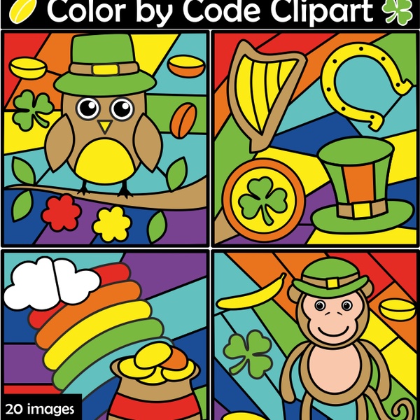 St. Patrick`s Day Color by Code Clipart