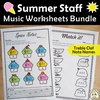 Image for Summer Staff Music Worksheets Bundle product