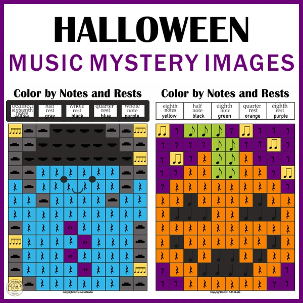 Halloween Music Color by Note Mystery Picture