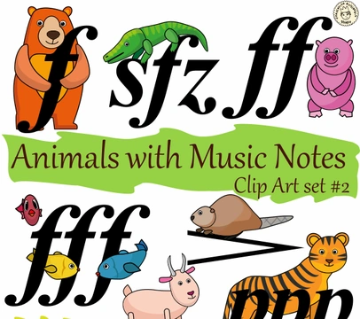 Animals with Music Notes Clip Art set #2 {Dynamic Symbols}