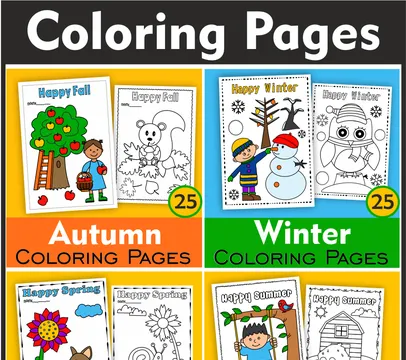 Printable Coloring Pages for Kids Seasons Bundle