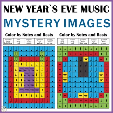New Year`s Eve Music Color by Note Mystery Pictures