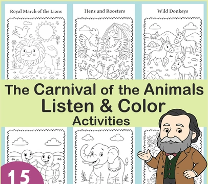 Carnival of the Animals by Camille Saint-Saëns Coloring Pages | Music Worksheets