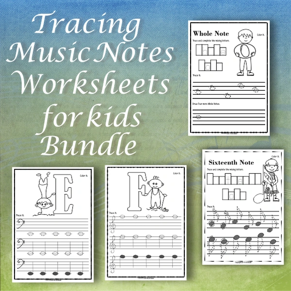 Tracing Music Notes Worksheets for kids {Bundle}