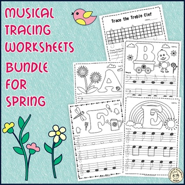 Musical Tracing Worksheets bundle for Spring