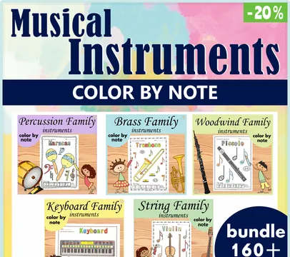 Musical Instruments Color by Note Pack