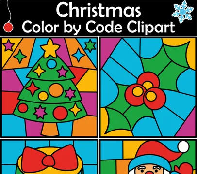 Christmas Color by Code Clip Art