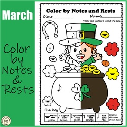 Image for St. Patrick`s Day Music Coloring Pages | Music Color by Notes & Rests product