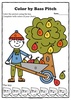 Image for Musical Coloring Pages for Fall {Color by Bass Pitch} with answers product