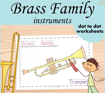 Brass Instruments Dot to Dot Worksheets
