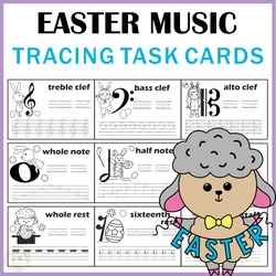Image for Music Tracing Task Cards for Easter | How to Draw Music Notes product