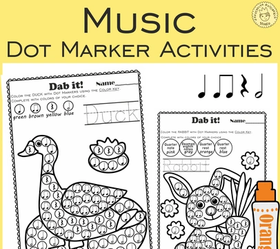 Farm Animals Music Rhythm Dot Marker Activities | Half Note