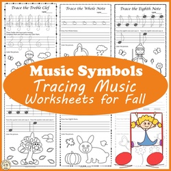 Image for Tracing Music Notes Worksheets for Fall product