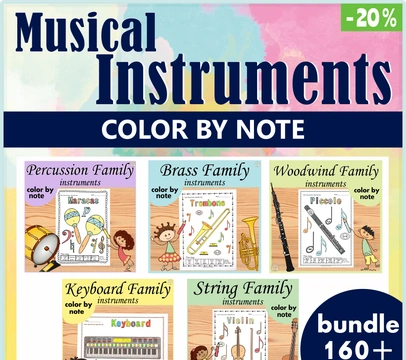 Musical Instruments Color by Music Pack