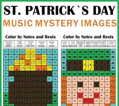 St. Patrick`s Day Music Color by Note Mystery Pictures