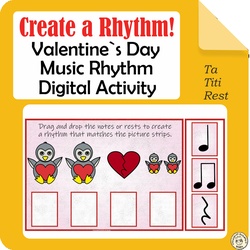 Image for Kindergarten Valentine`s Day Music Activity | Create a Rhythm | Ta, Ti-Ti, Rest product