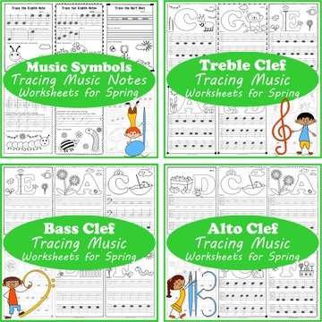 Musical Tracing Worksheets Bundle for Spring