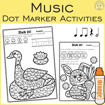 Farm Animals Music Rhythm Dot Marker Activities | Half Note