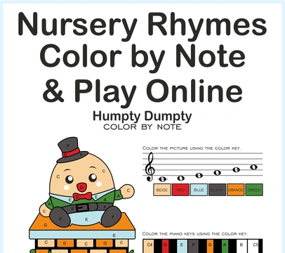 Humpty Dumpty Nursery Rhythm | Online Music Game & Color By Note Worksheet