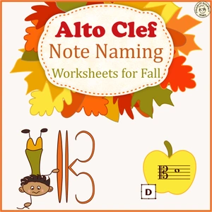 Alto Clef Tracing Music Notes Worksheets for Winter