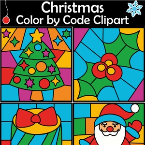 Christmas Color by Code Clip Art