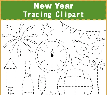 New Year Tracing Images Clipart
